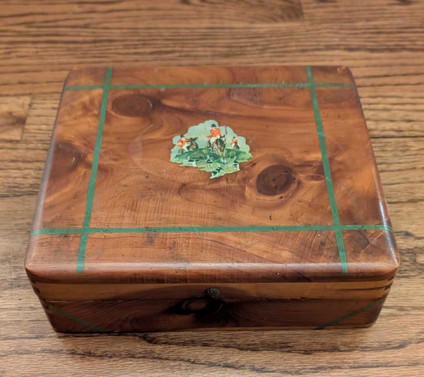 Vintage Wooden Fox Hunt Scene Box 8x8x3