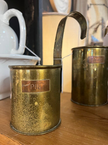 Vintage 1 pint Brass Dipper Hanging Cup