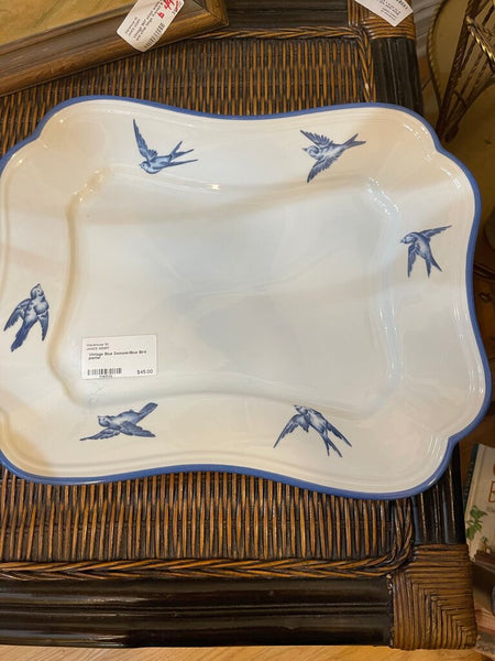Vintage Blue Damask/Blue Bird platter