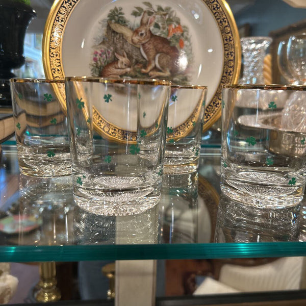 SET OF 4 SHAMROCK BARWARE
