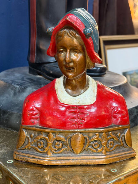 Vintage bronze clad painted bookends
