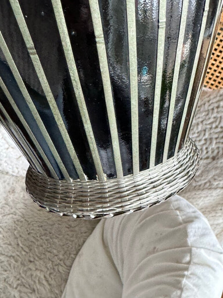 Meiji period late 1800-1920's Japanese silver basket weave vase 12.5" x 7" extremely rare