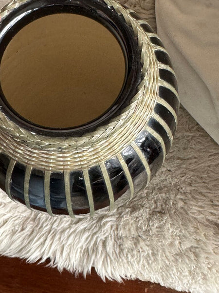 Meiji period late 1800-1920's Japanese silver basket weave vase 12.5" x 7" extremely rare