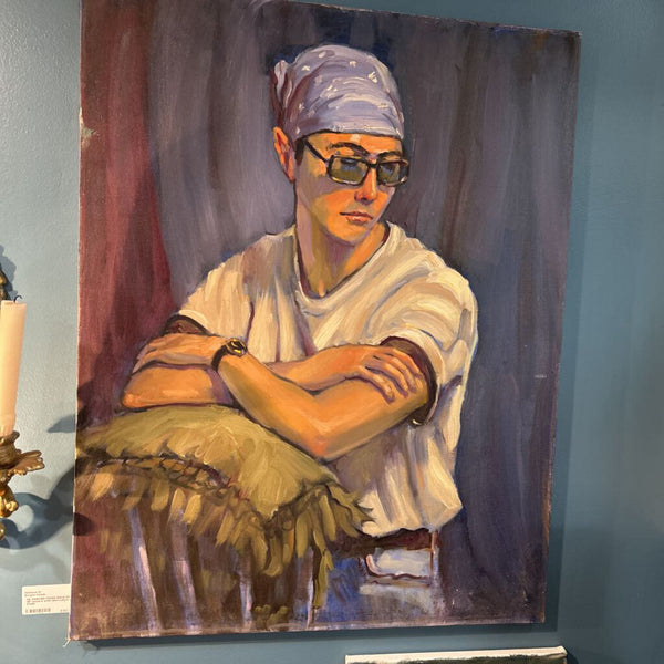 OIL PAINTING YOUNG MALE 22" x 28" found in artist Mort Luby's Art studio