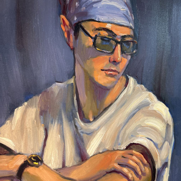 OIL PAINTING YOUNG MALE 22" x 28" found in artist Mort Luby's Art studio