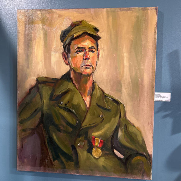 OIL PAINTING OF MALE IN MILITARY CLOTHES 20" x 24.5"