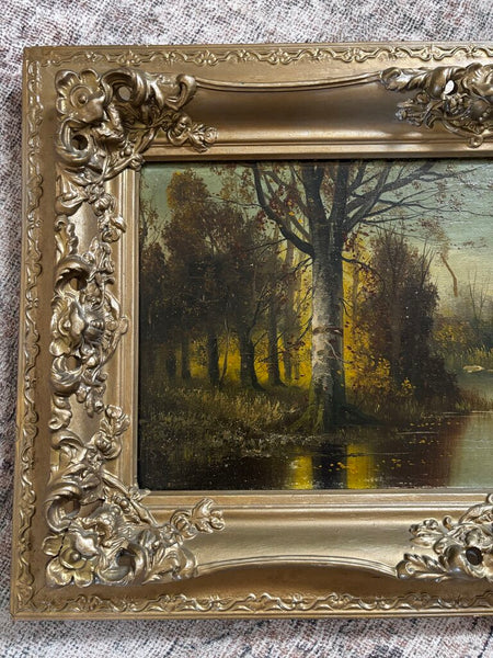 Antique Gold Framed Landscape Painting 31.5x19