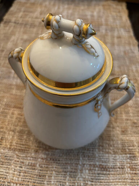 Haviland & Co Limoges Porcelain Covered Sugar Bowl and Creamer