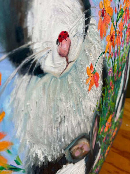 Bunnies acrylic painting signed (40" tall) in store pick up only