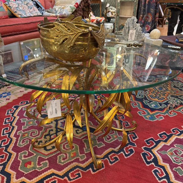 Vintage gilt tole wheat table (low)