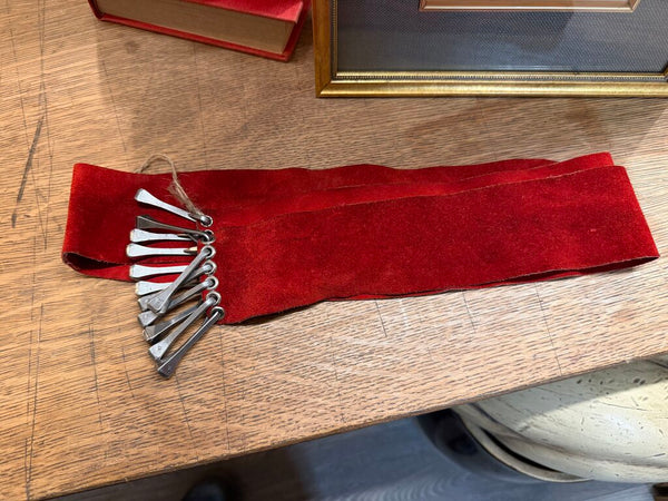Vintage suede belt with horse nails , Made in France