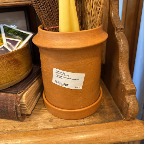 Vintage Terra cotta covered container