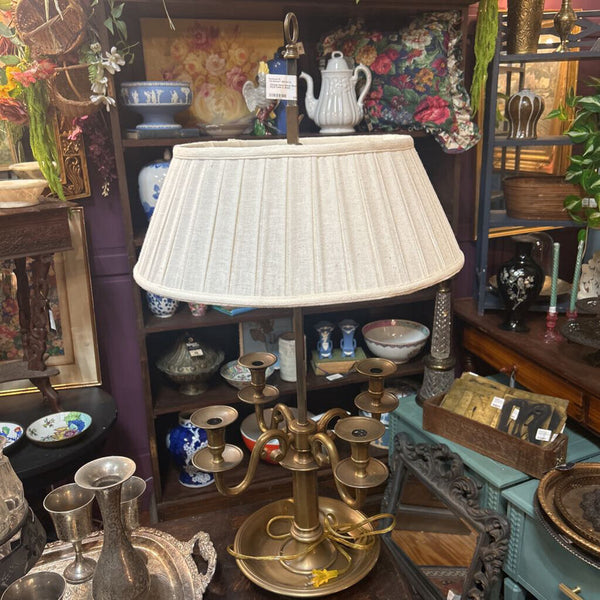 Vintage Heavy Bronze Bouillotte Style Lamp w. Shade