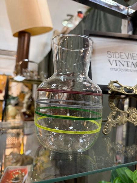 Striped Glass Juice Pitcher 7.5"tall W2140