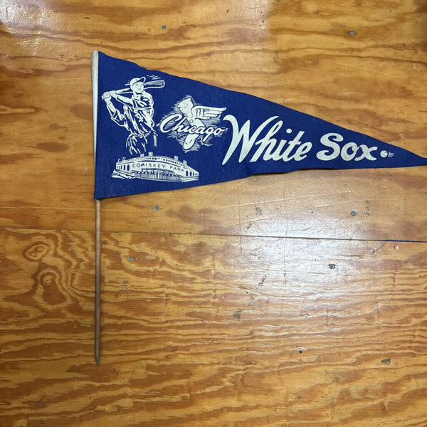 Vintage White Sox Pennant on Stick Blue 28" W1890