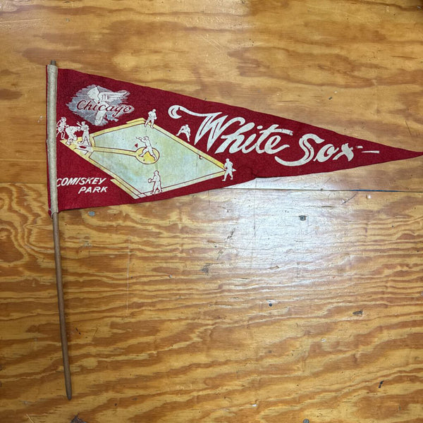 Vintage White Sox Pennant on Stick Red 28" W1891