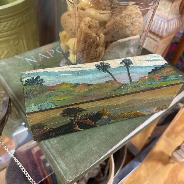 Painted Tropical Wooden Box with Lid 3"x9"x3" W2160