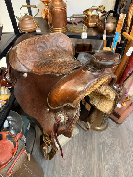 Vintage Western Saddle with stirrups