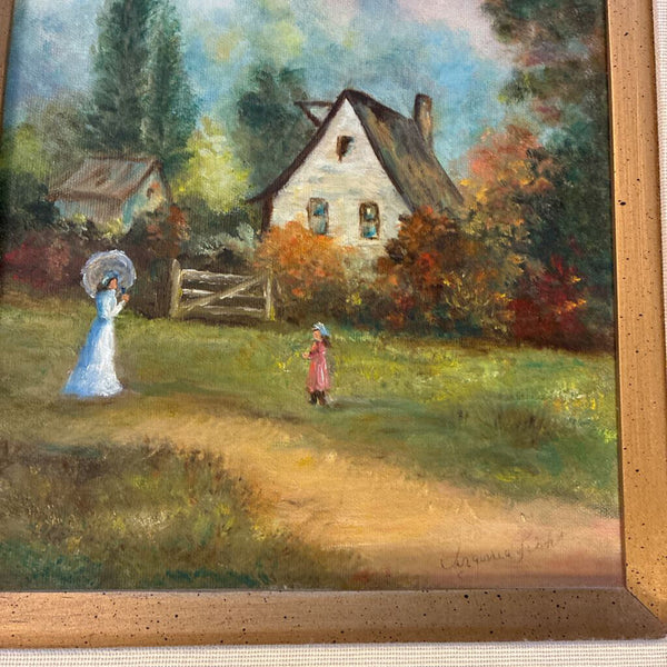 Vintage Cottage Oil Painting