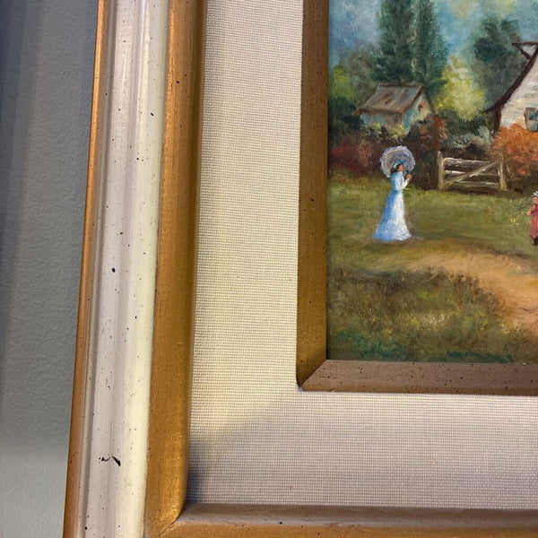Vintage Cottage Oil Painting