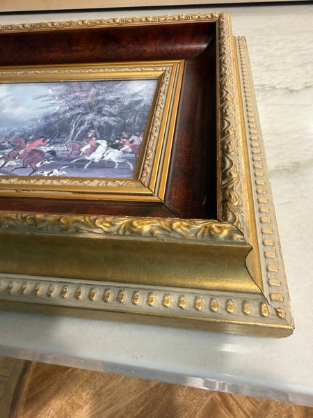 Vintage equestrian print 10 x 13 - great frame