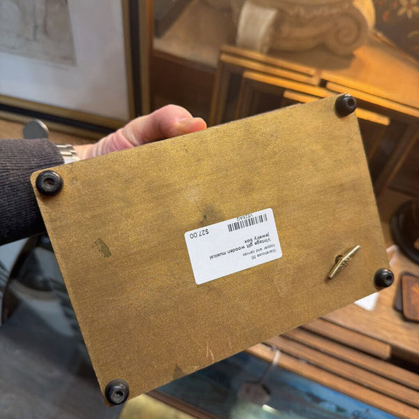 Vintage gilt wooden musical jewelry box
