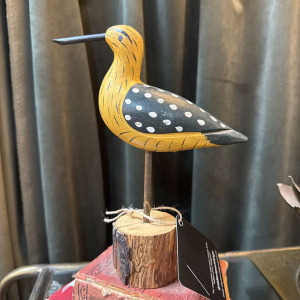 9" Yellow Wooden Bird W2166
