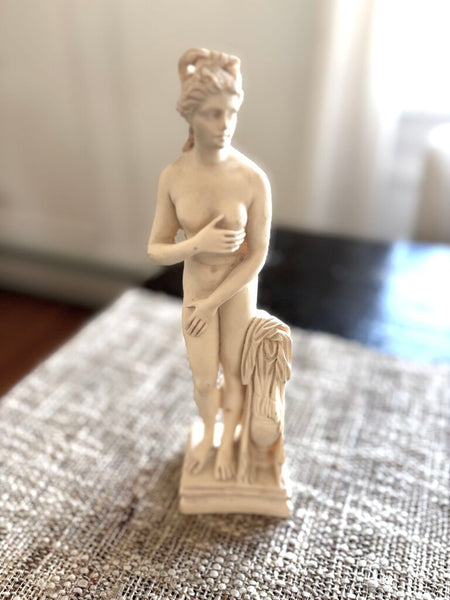 Vintage Alabaster Statue, Greek Maiden Korai 9H