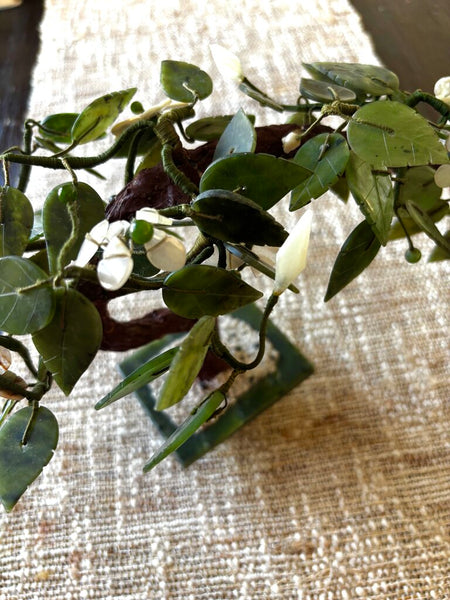 Vintage Chinese Jade Glass Bonsai Tree