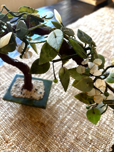 Vintage Chinese Jade Glass Bonsai Tree