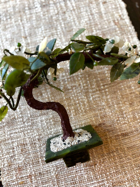 Vintage Chinese Jade Glass Bonsai Tree
