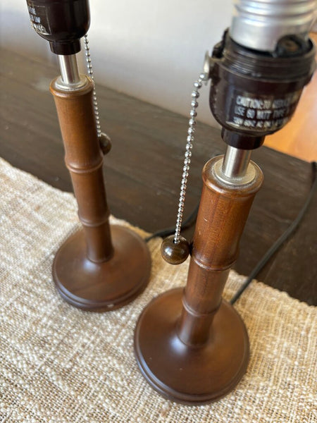 Pair of Faux Bamboo Wood Lamps