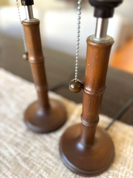 Pair of Faux Bamboo Wood Lamps