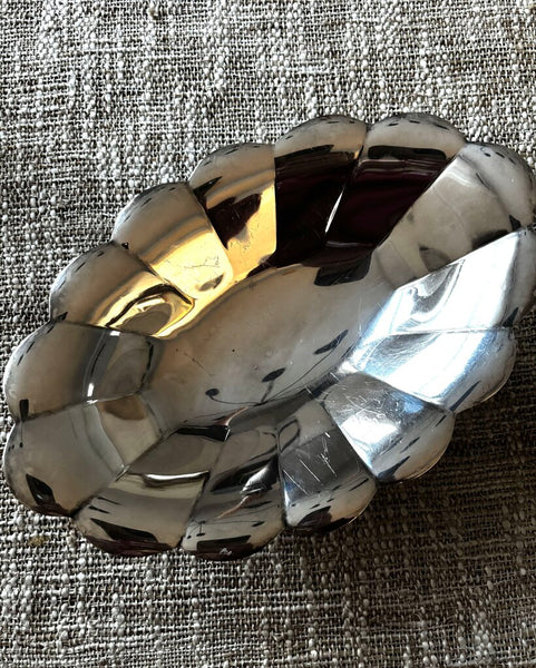 Vintage Reed & Barton 75 Silverplate Scalloped Footed Bowl 10" x 7"