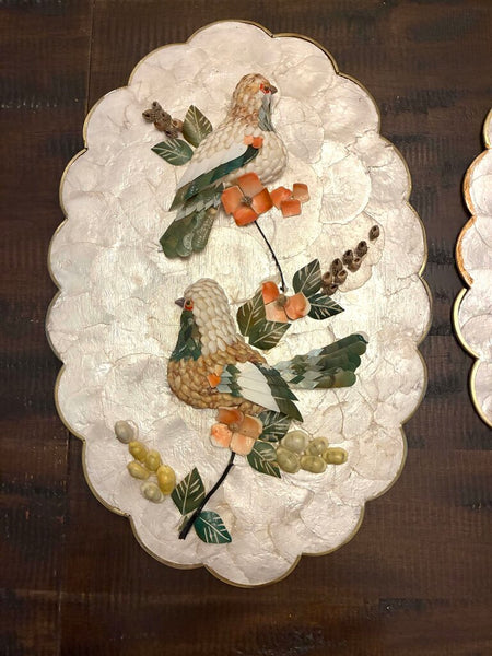 Vintage Capiz Shell Scalloped Seashell Wall Art (PAIR) 12" x 18"