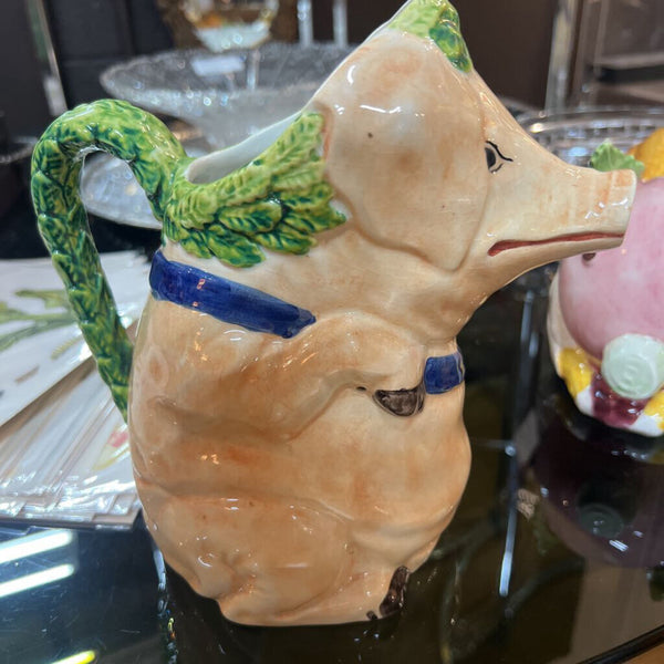 Vintage Italian Majolica Pig Monk Pitcher