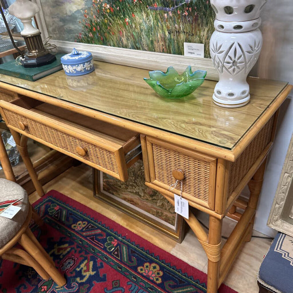 Bamboo/Wicker Desk w/Chair 49x30.5x17.5" In Store Pick Up Only