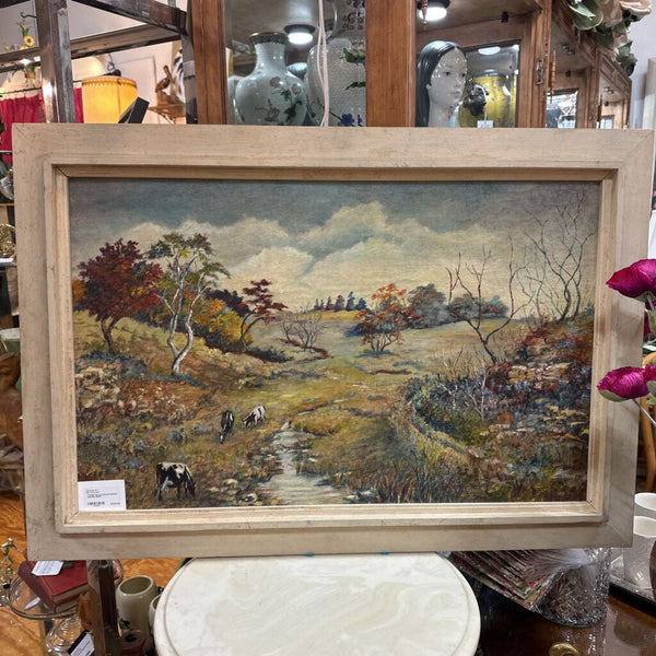 Framed Oul on Canvas Pastoral painting 38x27"