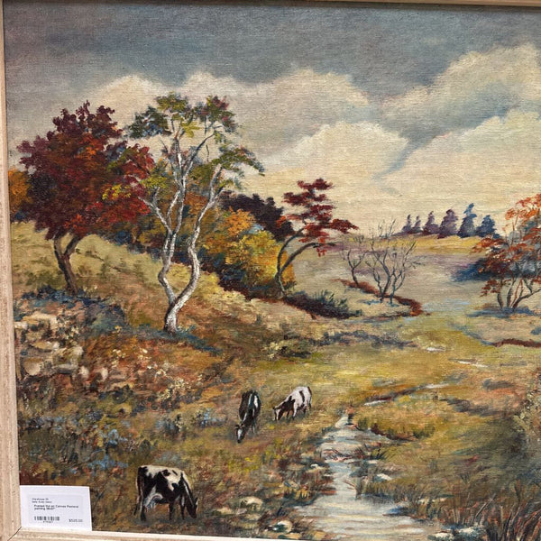 Framed Oul on Canvas Pastoral painting 38x27"