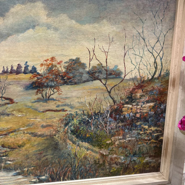 Framed Oul on Canvas Pastoral painting 38x27"