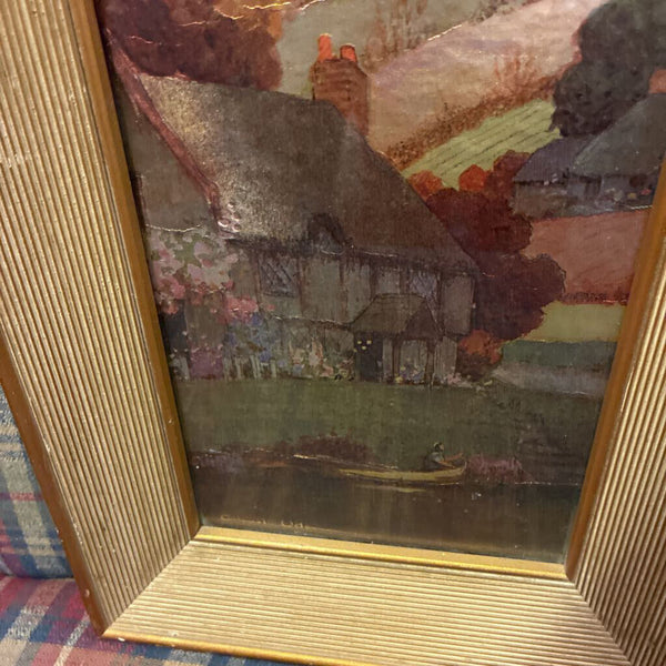 Vintage Foil Lithograph Print by Ernest Uden 9" x 15"