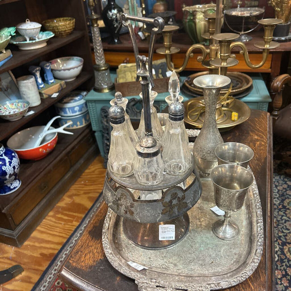 Antique Silver Plated Cruet Set (as found)