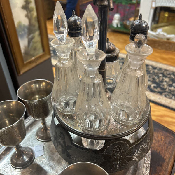 Antique Silver Plated Cruet Set (as found)