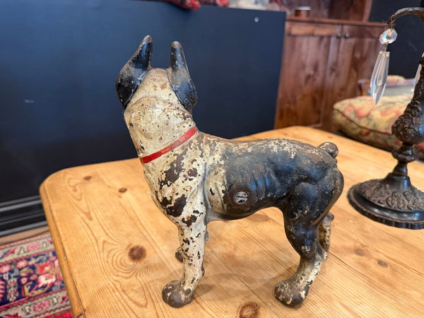 Vintage Cast Iron Boston Terrier, 10" (as-is, repaired)