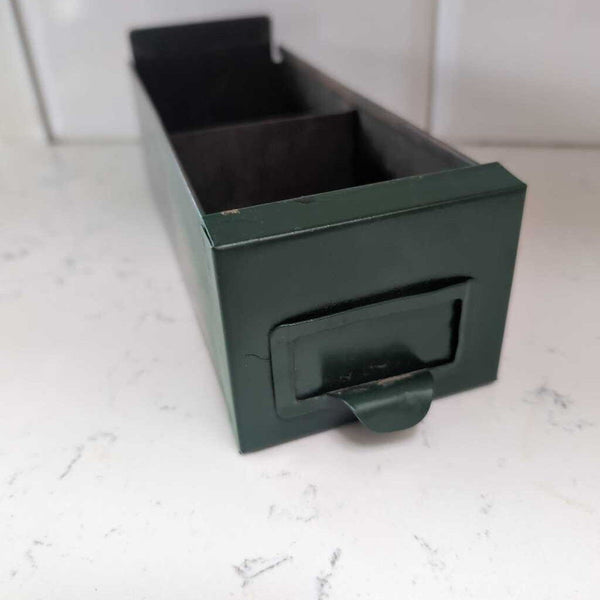 Vintage Metal Green Cubby Drawer 3x10 Great for Planter