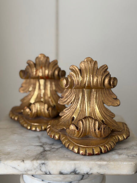 1502 Italian Gilded Terracotta Pair of Wall Brackets