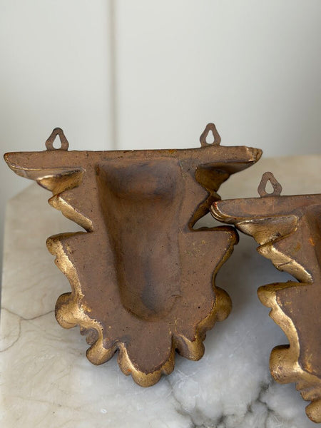 1502 Italian Gilded Terracotta Pair of Wall Brackets
