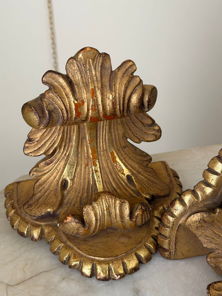 1502 Italian Gilded Terracotta Pair of Wall Brackets
