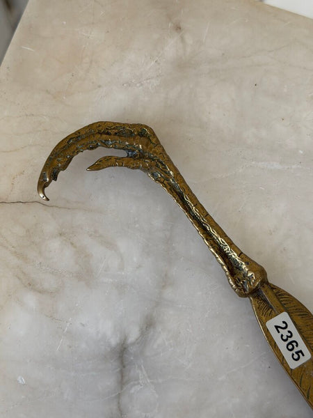 2365 French Brass Claw Feather Letter Opener