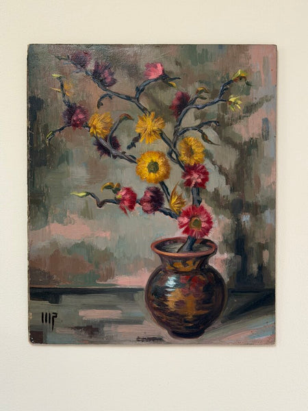 2242 Japanese Floral Painting on Board